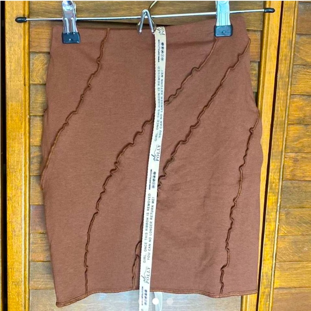 ✨NWT✨ Oh Polly brown reverse-stitch mini skirt
